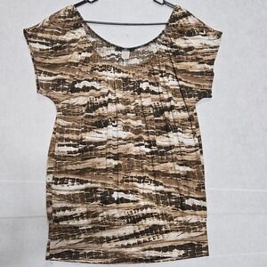 Dynamite Women's Brown Abstract Print Gaucho Style Top 2X ptp 27"